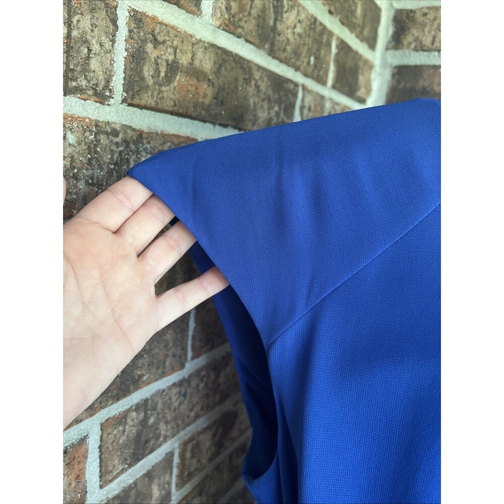 Catherine’s Woman Cobalt Blue Elastic Waist Tie Front Pleated Casual Dress 2X - Picture 6 of 16